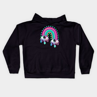 Rainbow With Eyes Kids Hoodie